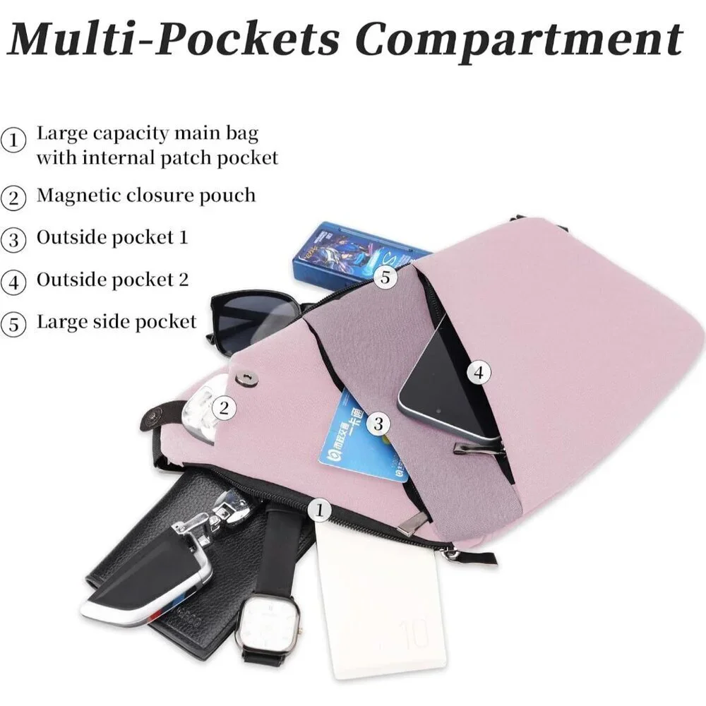 Anti Theft Crossbody Bag Waterproof Oxford Multiple Pockets Travel Purse